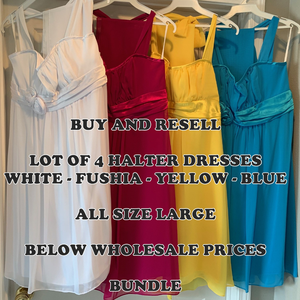 Lot of 4 Halter Cocktail Dresses LARGE Bundle SALE